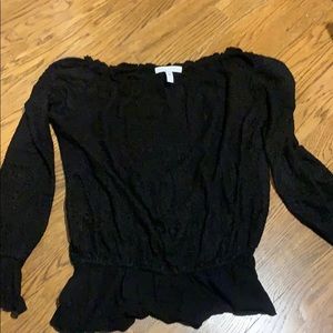 Flowers of romance off the shoulder black top